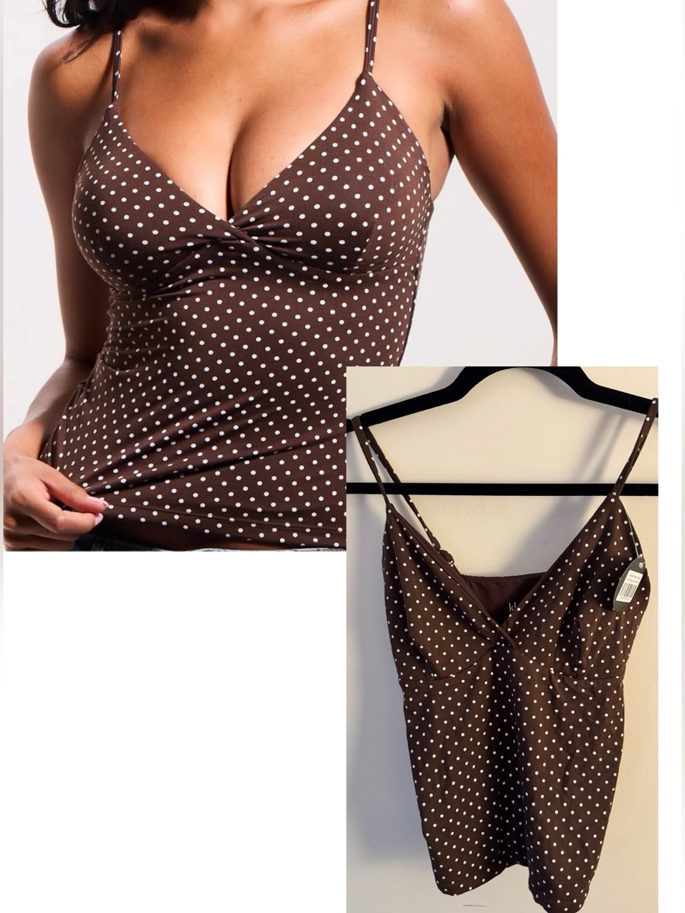 NWT Klassy Network Brown Polka Dot Cami